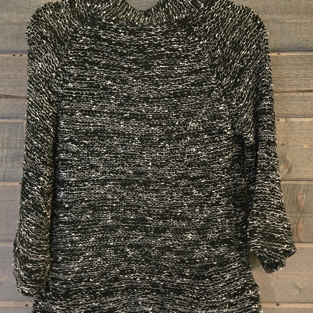 BCBG Maxazria Medium Tweed Knit Sweater Cardigan - Black, One Button - Picture 8 of 9